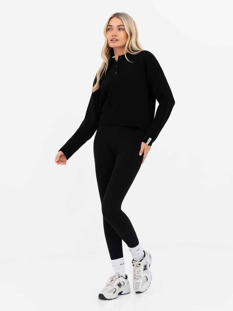 Mabel Knitted Polo - Black