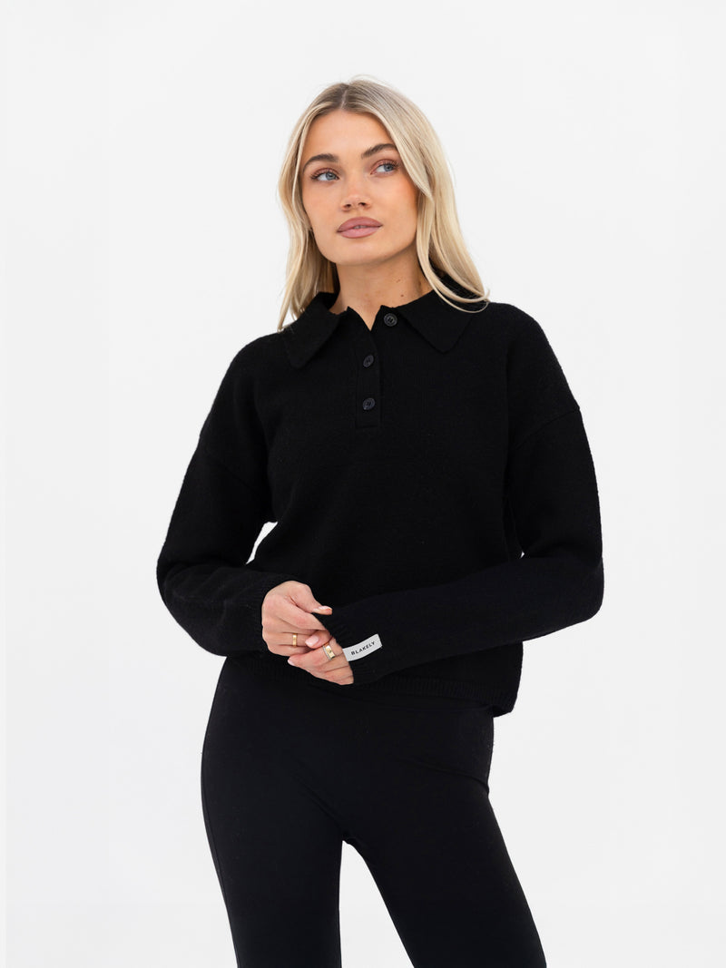 Mabel Knitted Polo - Black