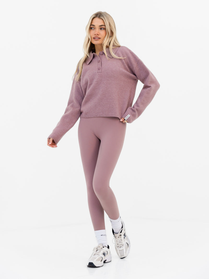 Mabel Knitted Polo - Dusty Pink