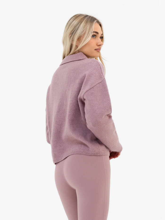 Mabel Knitted Polo - Dusty Pink