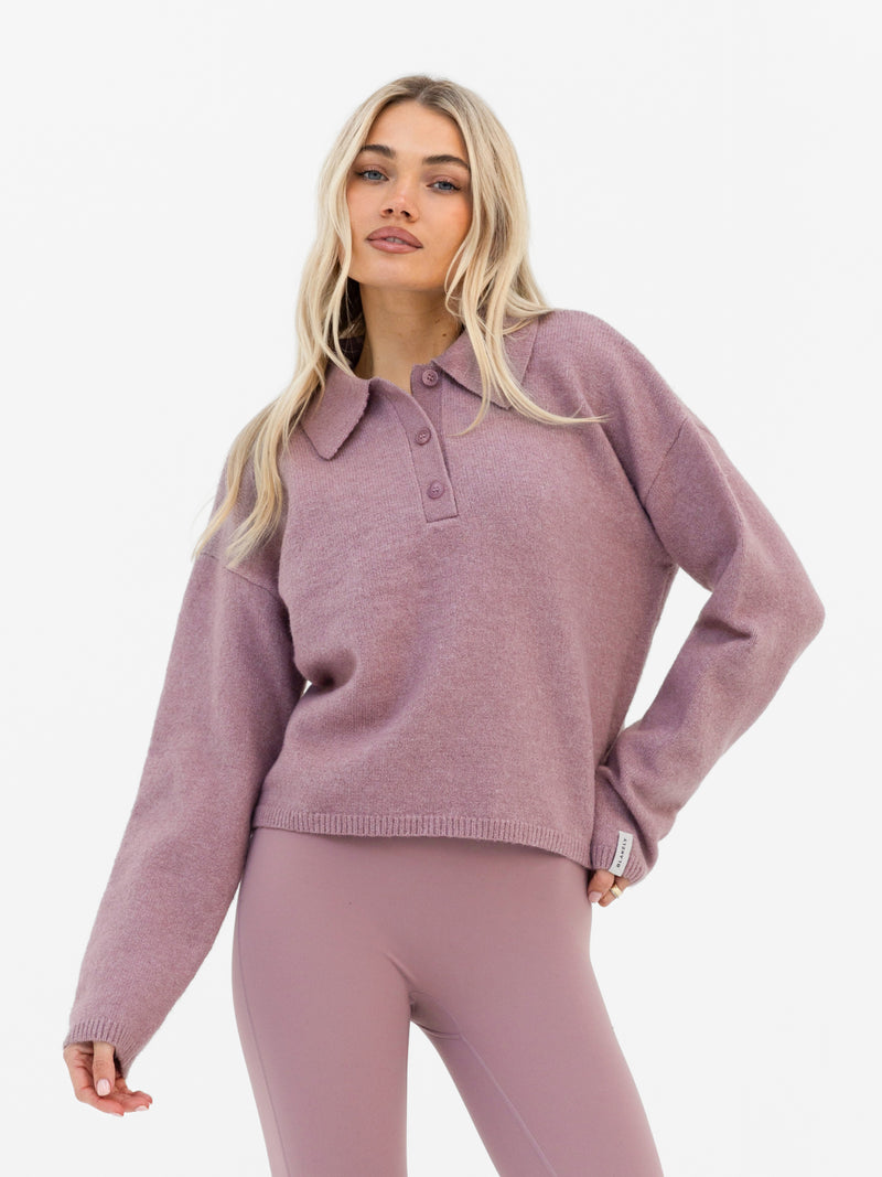 Mabel Knitted Polo - Dusty Pink
