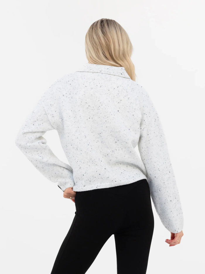 Mabel Knitted Polo - Marl White