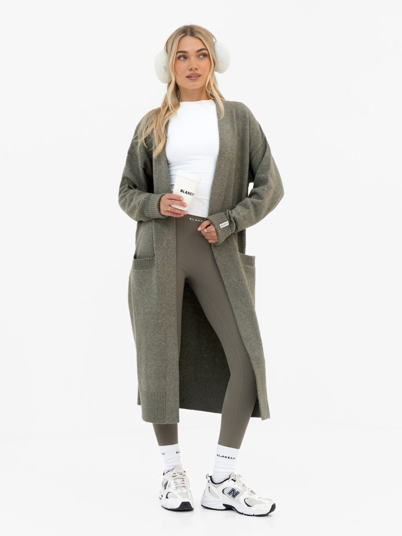 Mabel Longline Cardigan - Safari Green