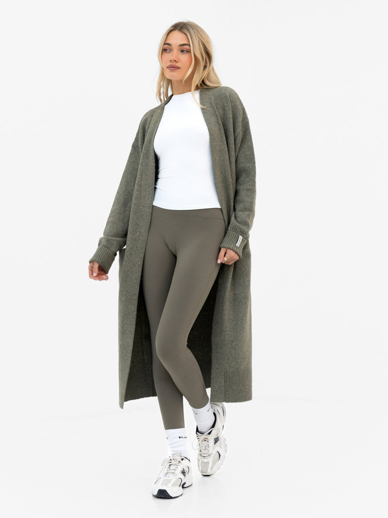 Mabel Longline Cardigan - Safari Green