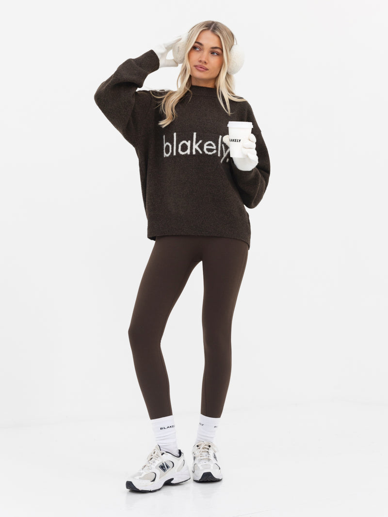 Mabel Oversized Knitted Jumper - Chocolate Brown