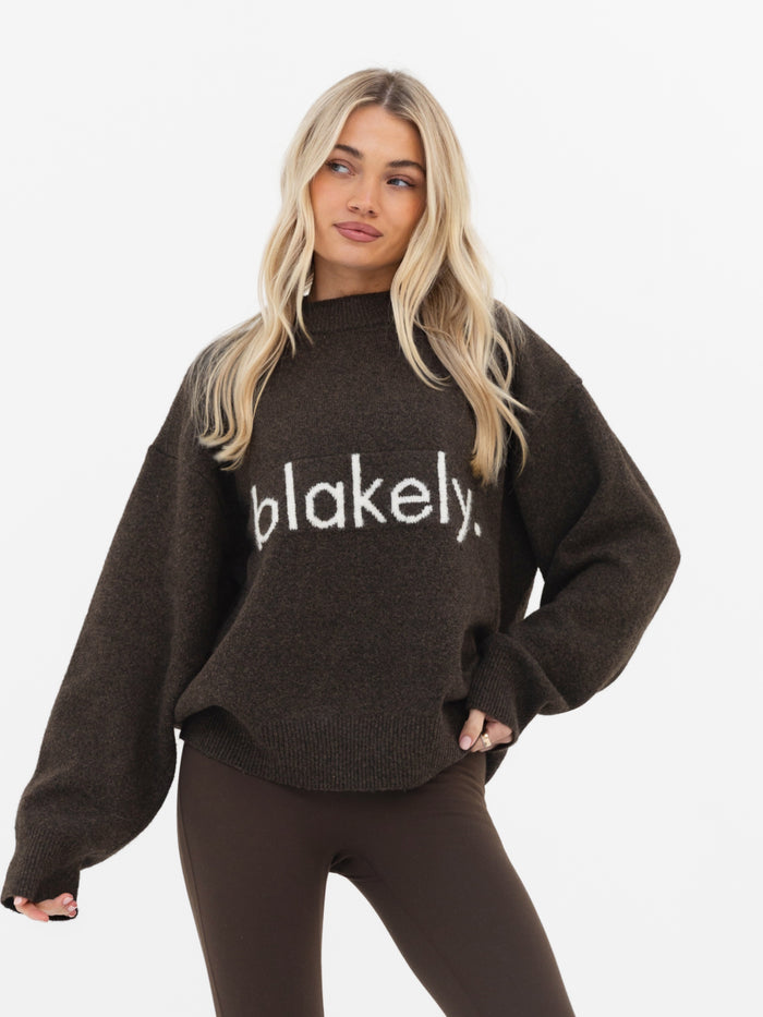 Mabel Oversized Knitted Jumper - Chocolate Brown