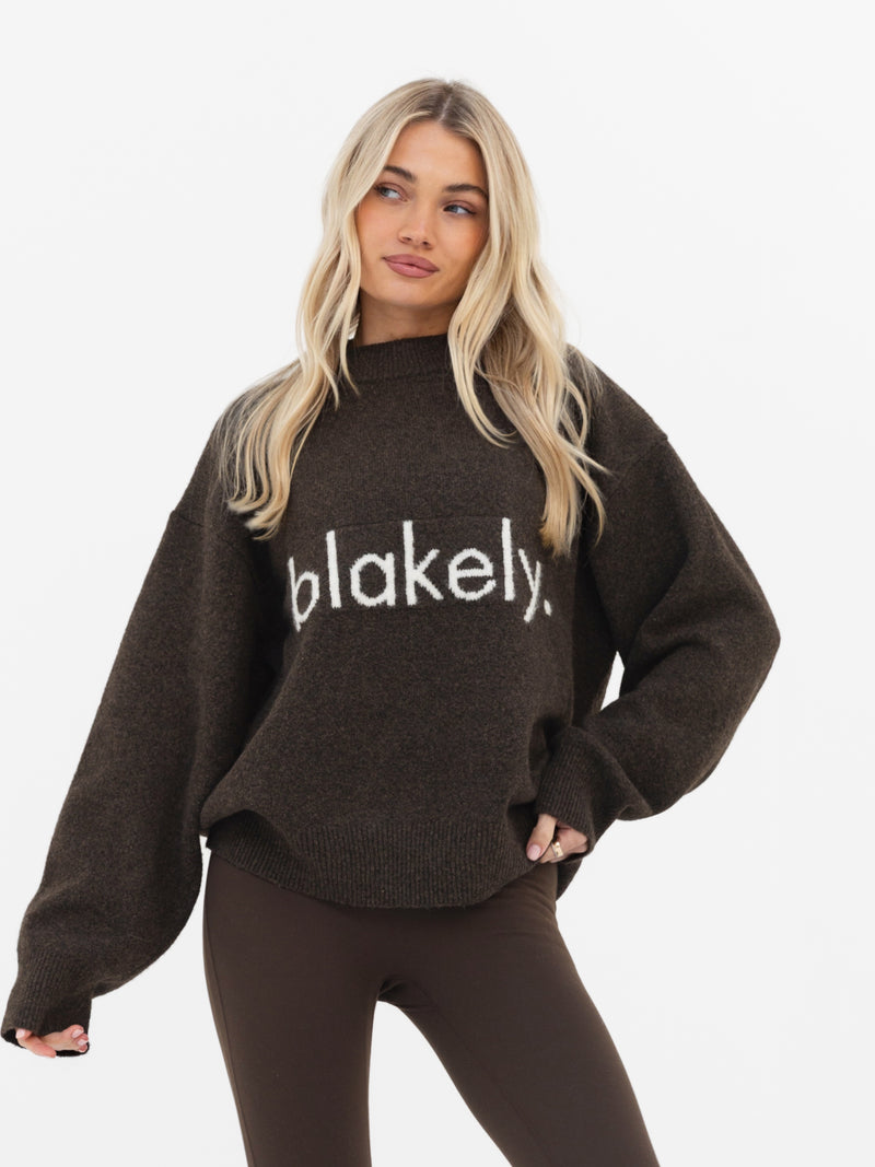 Mabel Oversized Knitted Jumper - Chocolate Brown