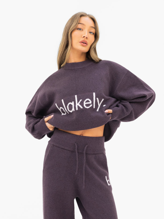 Mabel Oversized Knitted Jumper - Plum
