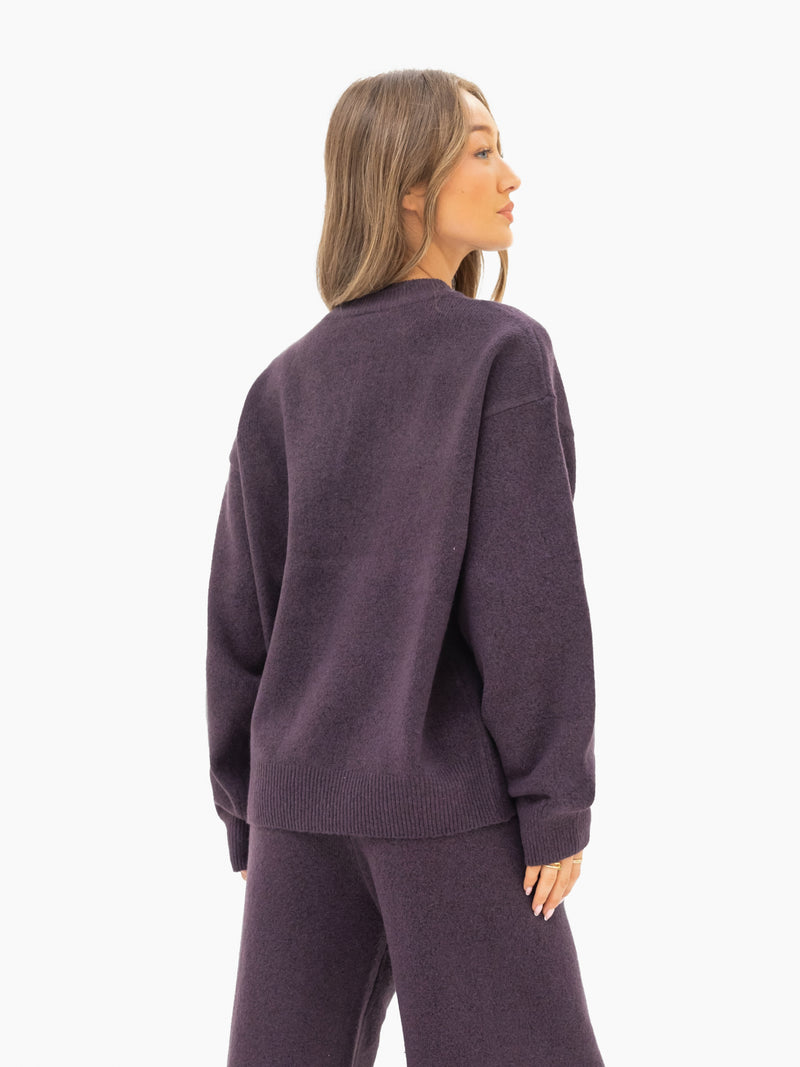 Mabel Oversized Knitted Jumper - Plum