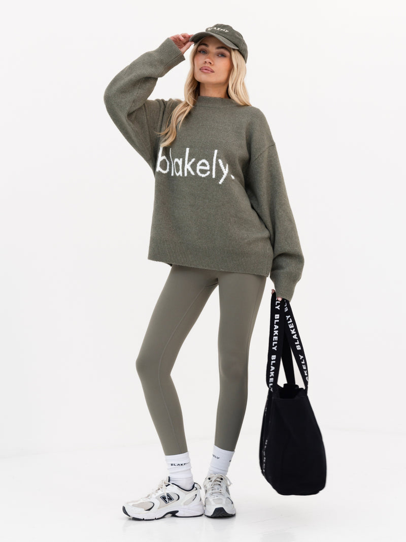 Mabel Oversized Knitted Jumper - Safari Green