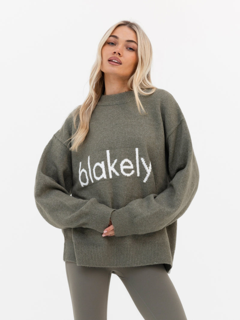 Mabel Oversized Knitted Jumper - Safari Green