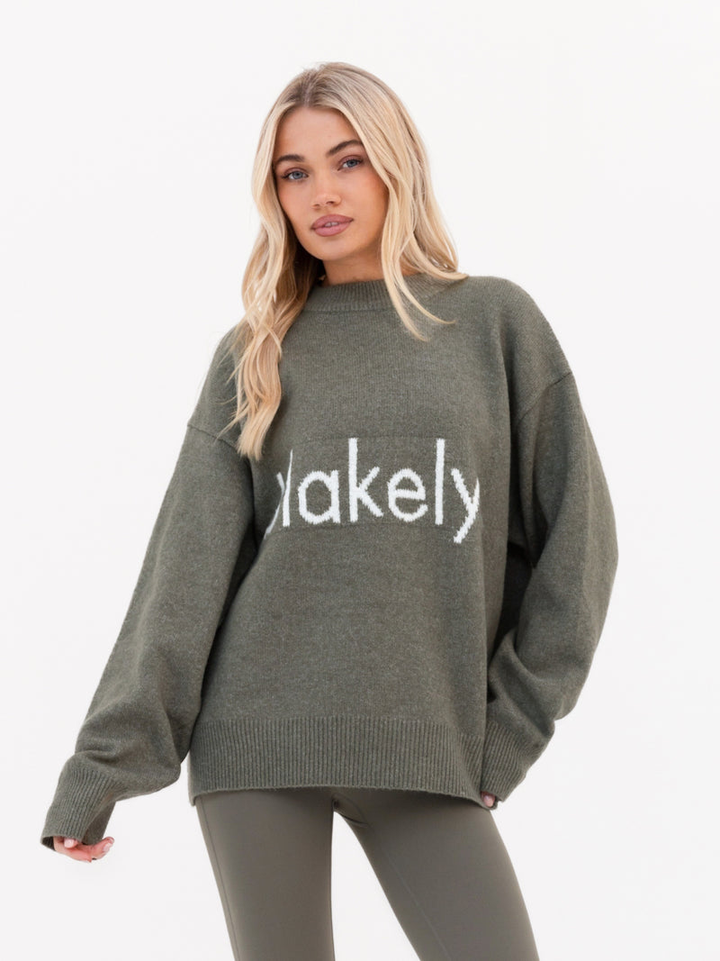 Mabel Oversized Knitted Jumper - Safari Green