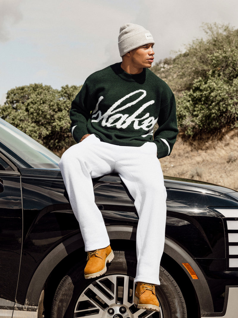 Abel Script Knitted Jumper - Emerald Green