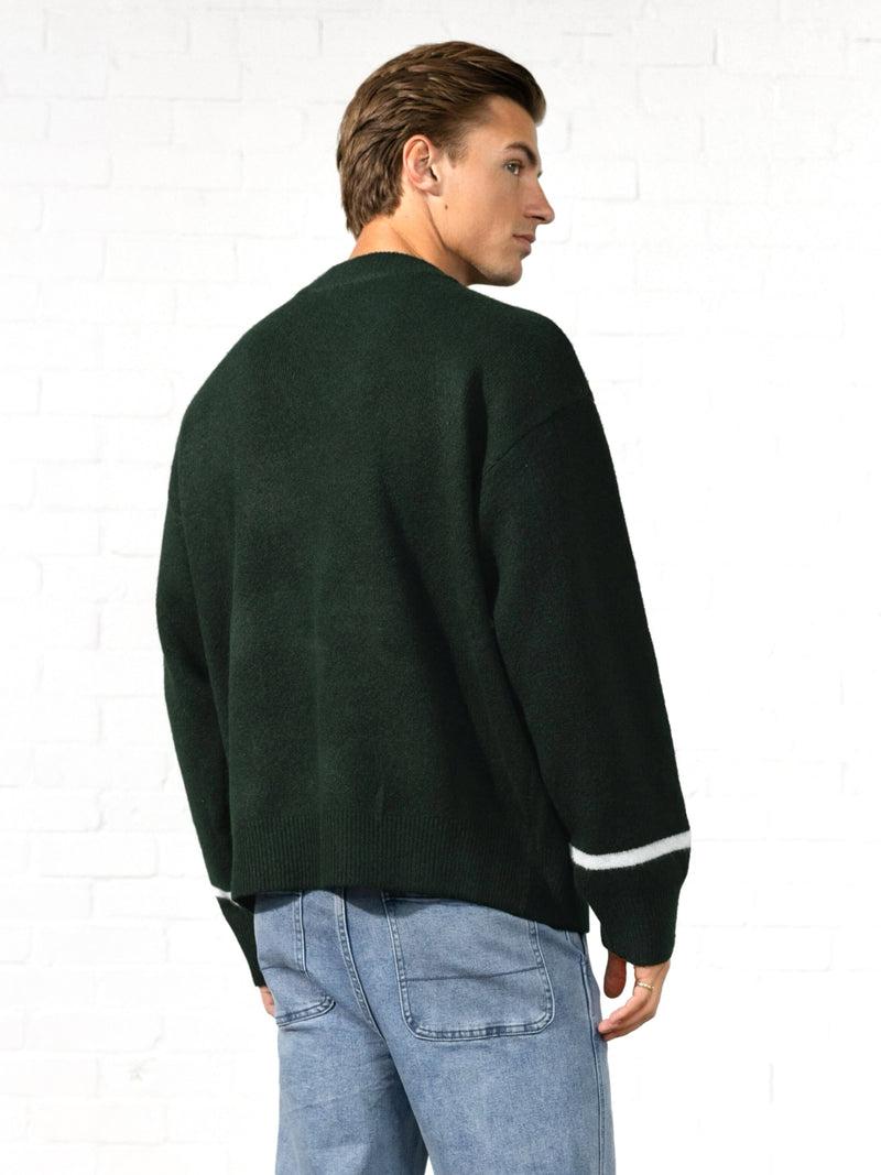 Abel Script Knitted Jumper - Emerald Green