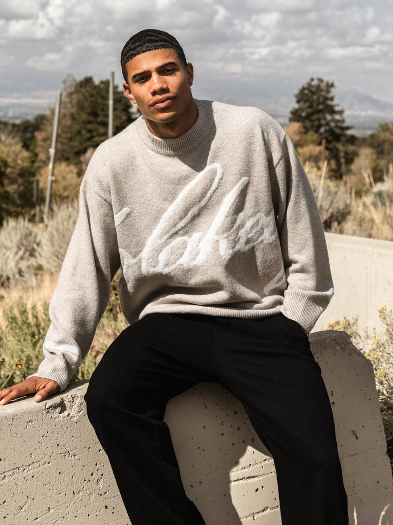 Abel Script Knitted Jumper - Taupe