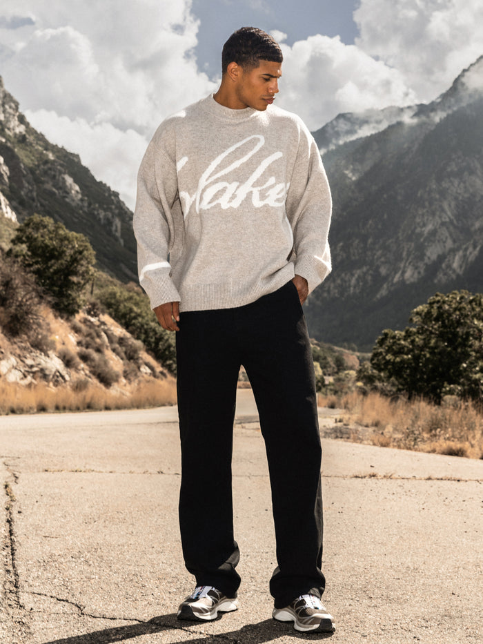 Abel Script Knitted Jumper - Taupe