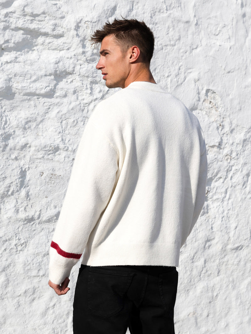 Relaxed Script Knitted Jumper - Cream