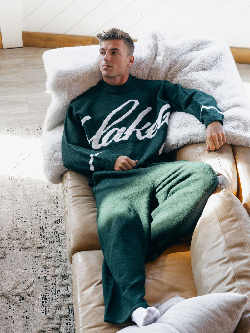 Relaxed Script Knitted Jumper - Emerald Green