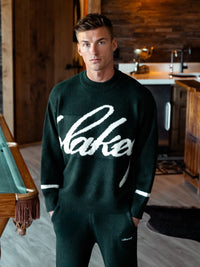 Relaxed Script Knitted Jumper - Emerald Green