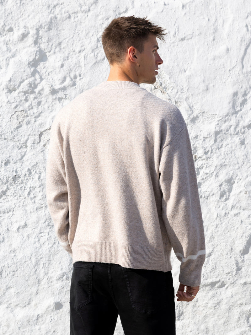 Relaxed Script Knitted Jumper - Taupe