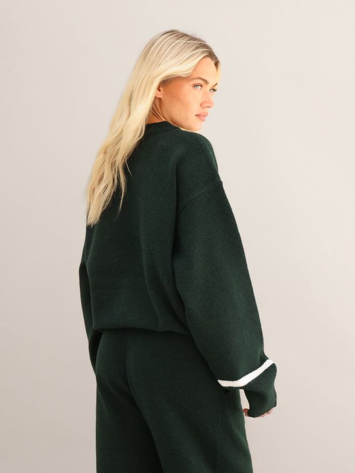 Margot Script Oversized Knitted Jumper - Emerald Green