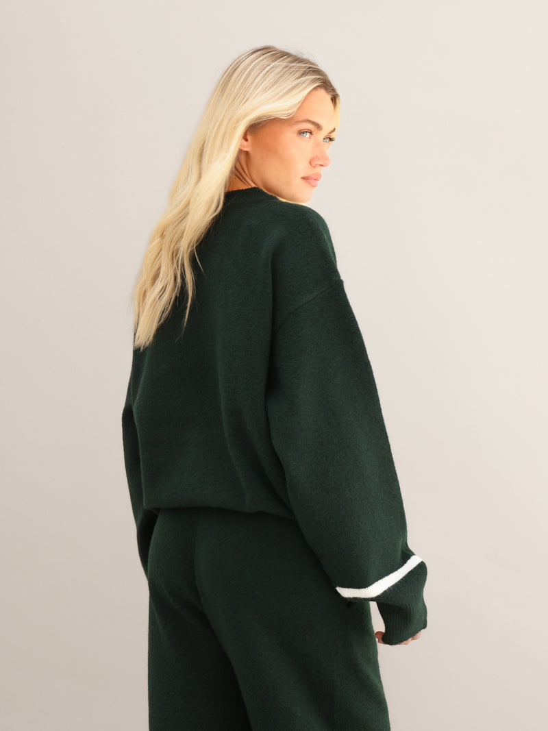 Margot Script Oversized Knitted Jumper - Emerald Green
