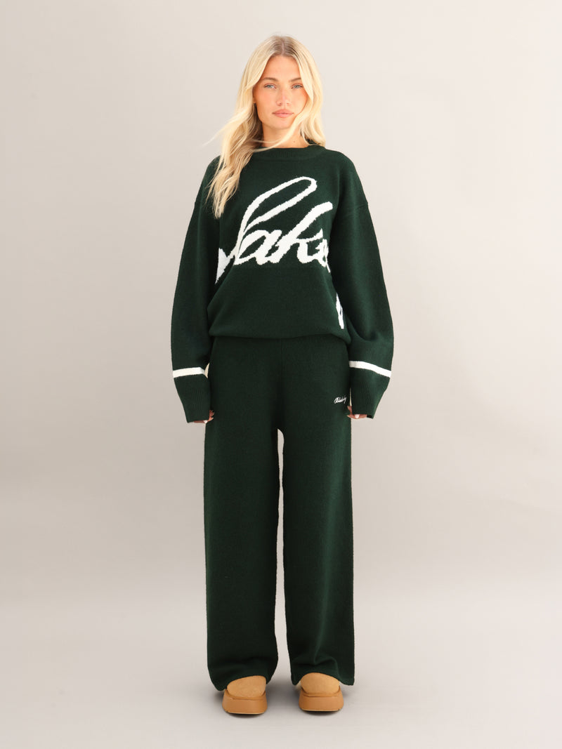Margot Script Oversized Knitted Jumper - Emerald Green