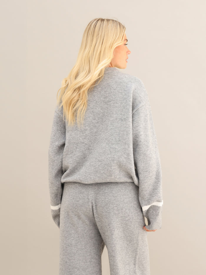 Margot Script Oversized Knitted Jumper - Marl Grey