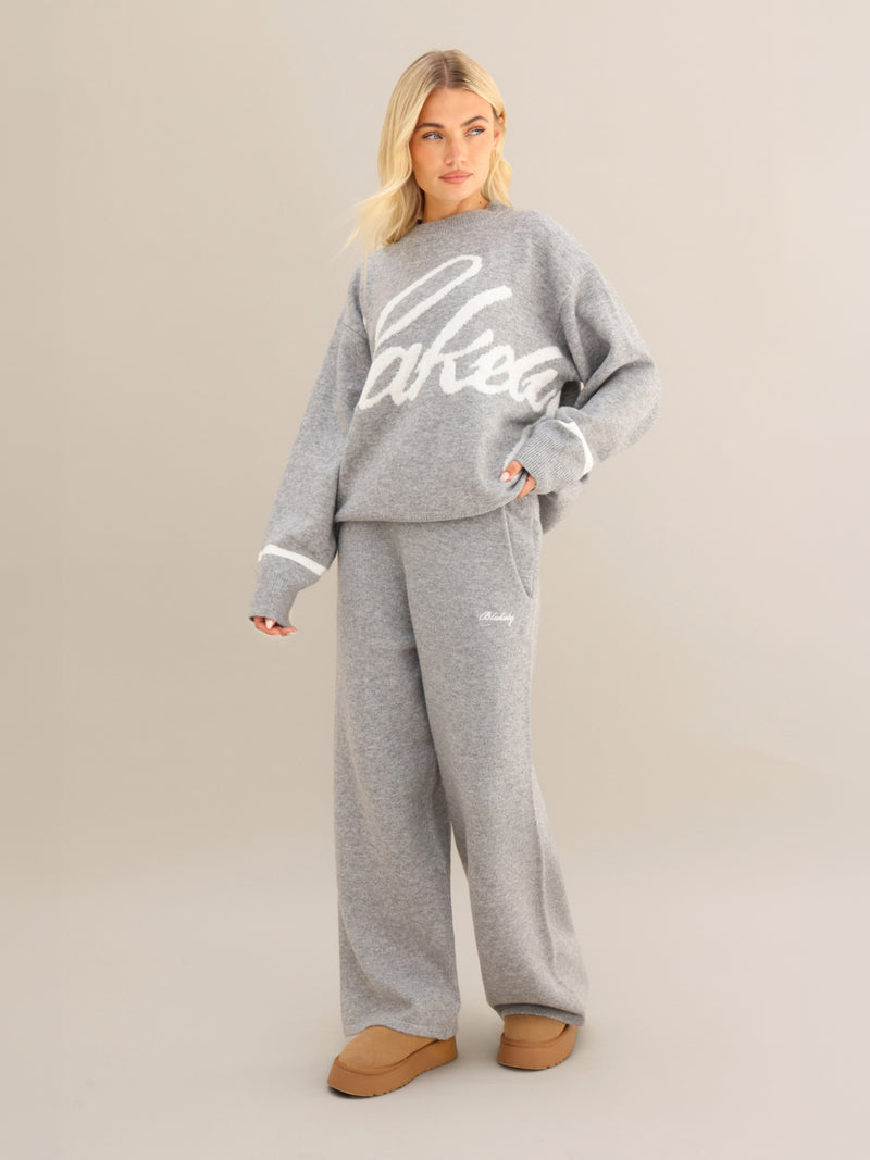 Margot Script Oversized Knitted Jumper - Marl Grey