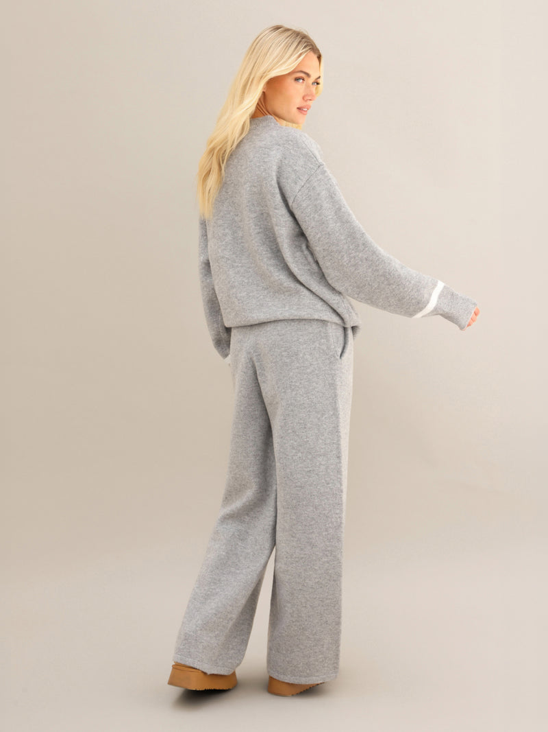 Margot Script Oversized Knitted Jumper - Marl Grey