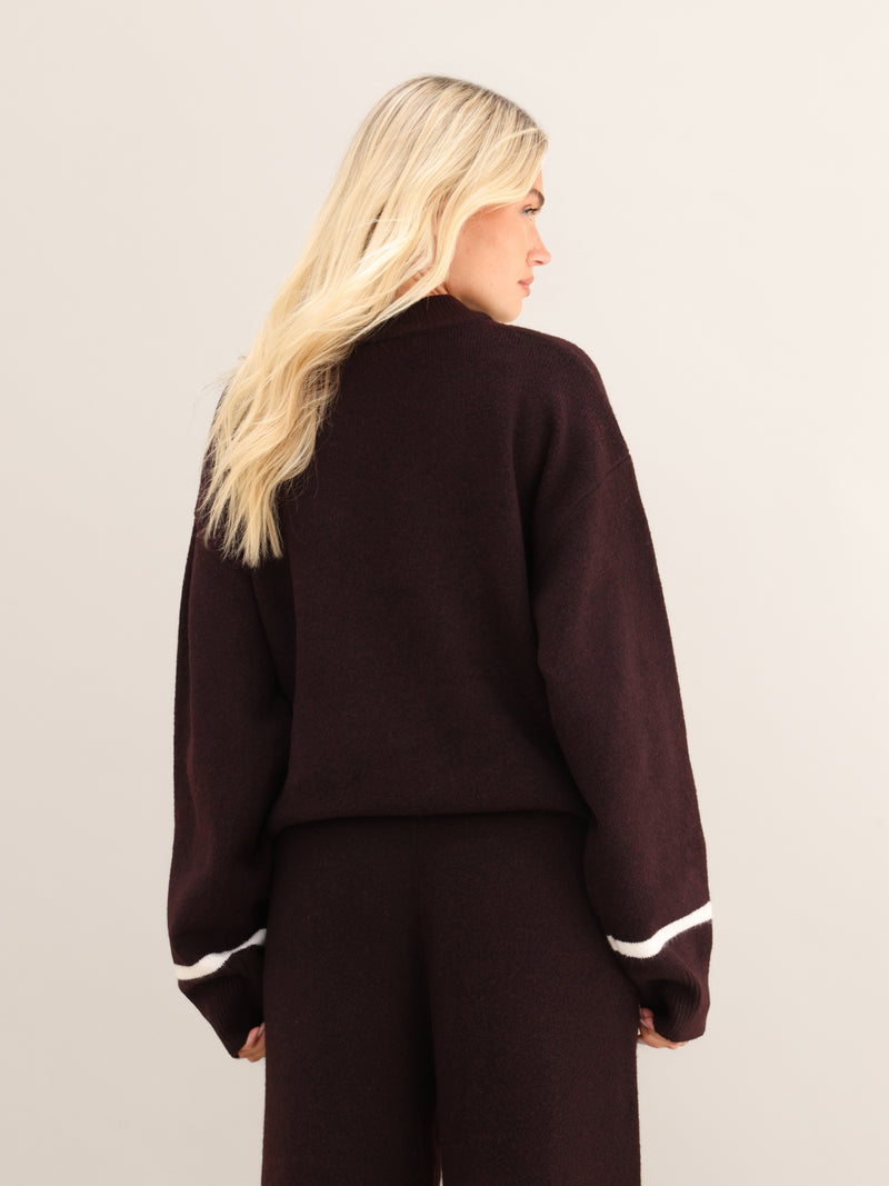 Margot Script Oversized Knitted Jumper - Dark Mulberry