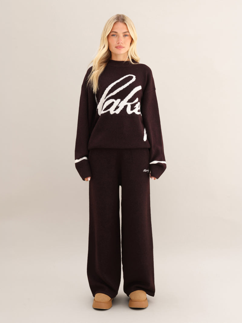 Margot Script Oversized Knitted Jumper - Dark Mulberry