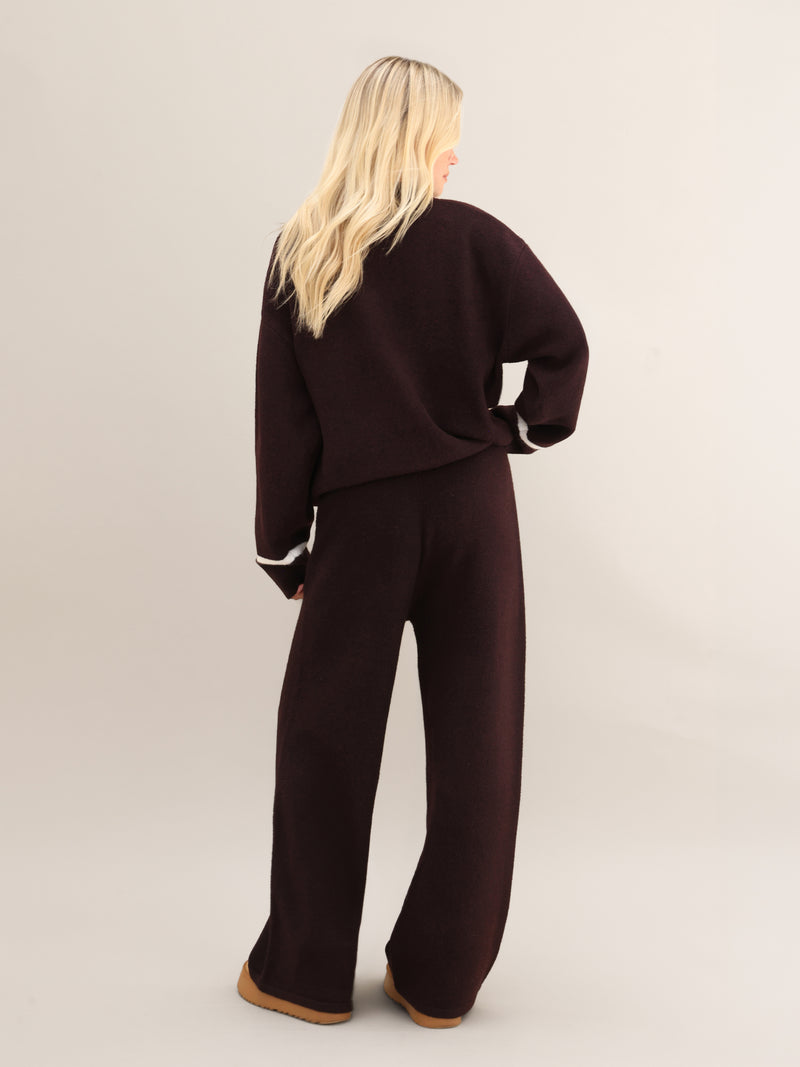 Margot Script Oversized Knitted Jumper - Dark Mulberry