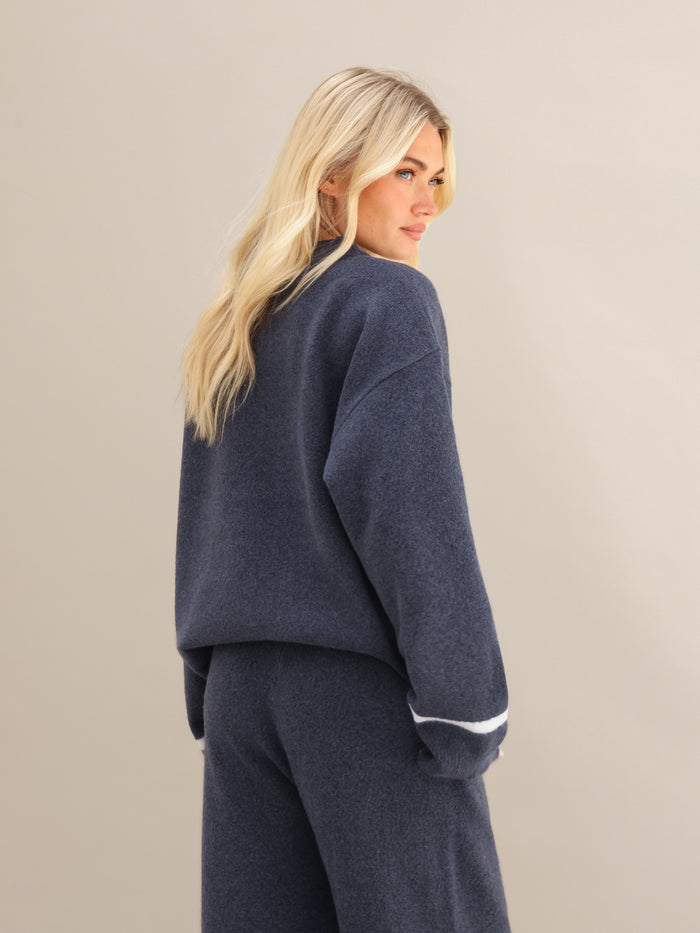 Margot Script Oversized Knitted Jumper - True Navy