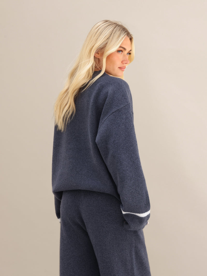 Margot Script Oversized Knitted Jumper - True Navy