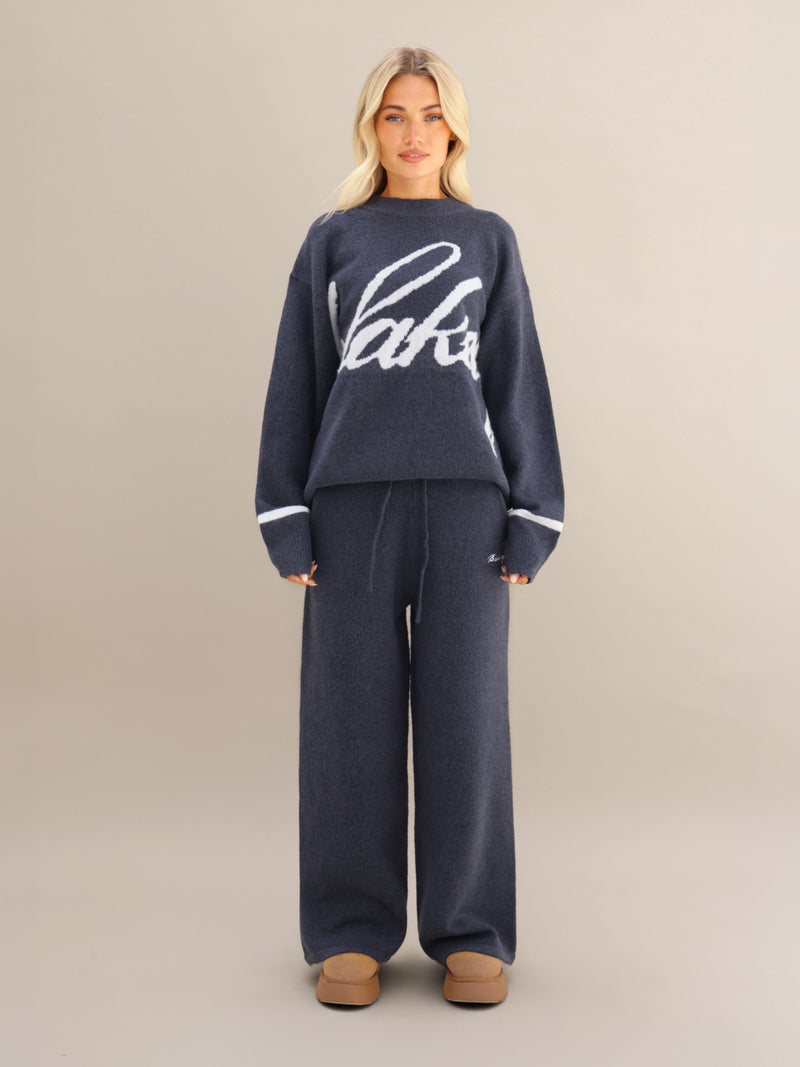 Margot Script Oversized Knitted Jumper - True Navy