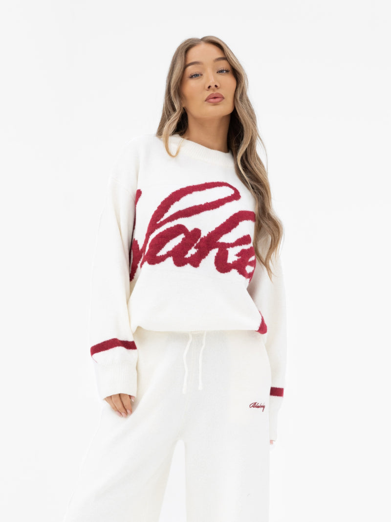 Margot Script Oversized Knitted Jumper - Cream