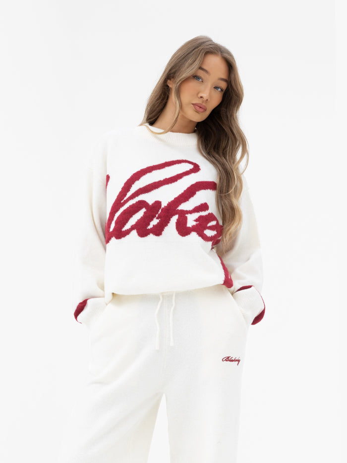 Margot Script Oversized Knitted Jumper - Cream