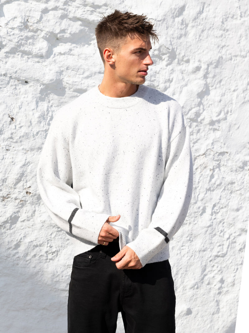 Relaxed Knitted Jumper - Light Grey