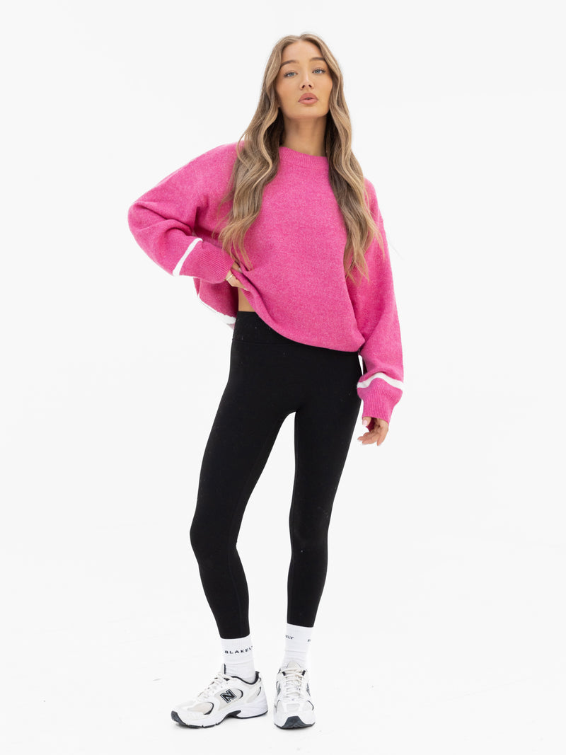 Margot Oversized Knitted Jumper - Raspberry