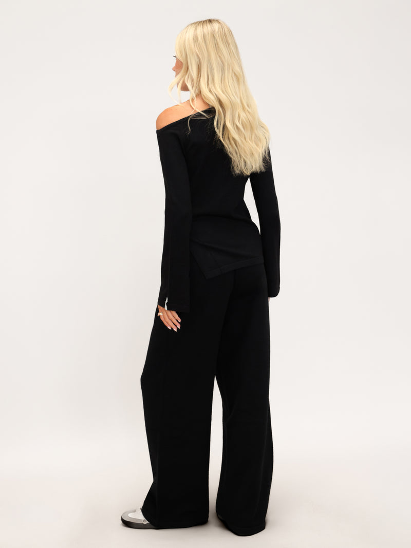 Layla Off The Shoulder Knitted Top - Black