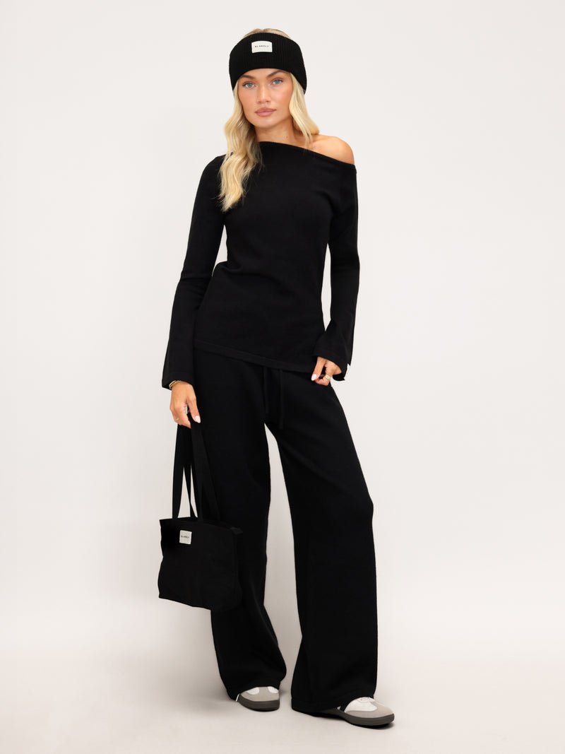 Layla Off The Shoulder Knitted Top - Black