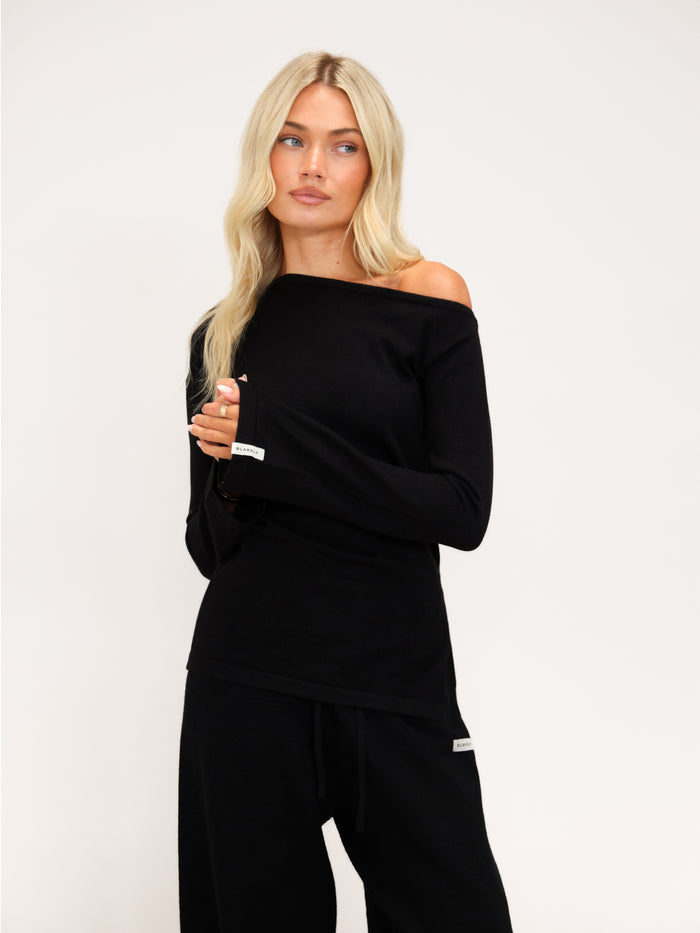 Layla Off The Shoulder Knitted Top - Black
