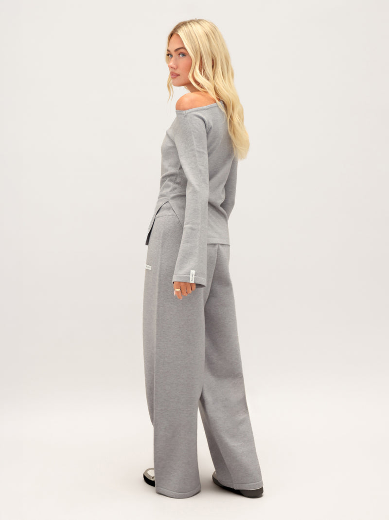 Layla Off The Shoulder Knitted Top - Grey