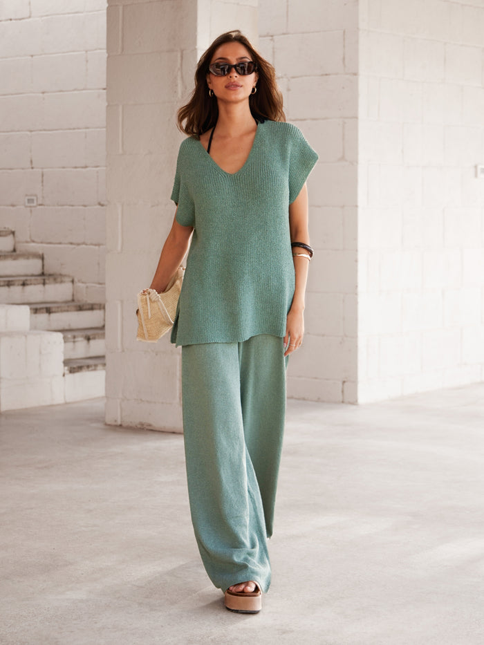 Mae Oversized Crochet Tank Top - Sage Green