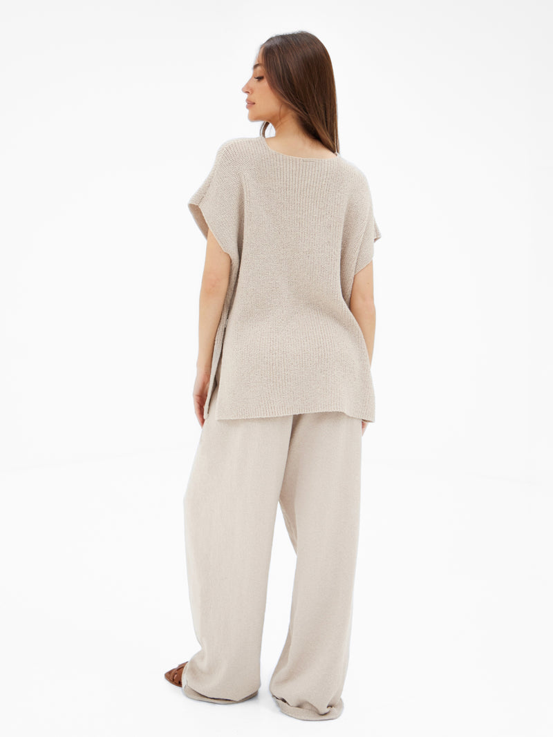 Mae Oversized Crochet Tank Top - Taupe