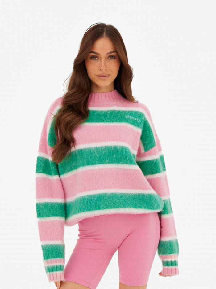 Billie Stripe Knitted Jumper - Rosy Pink
