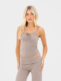 Melody Soft Knitted Cami - Marl Taupe