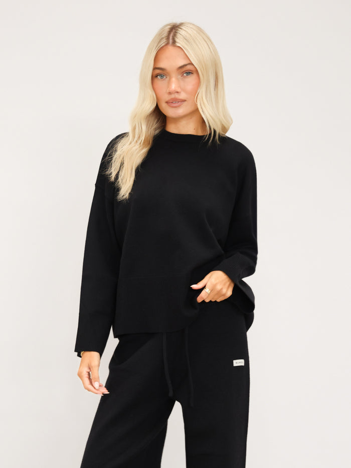 Layla Oversized Knitted Jumper - Black