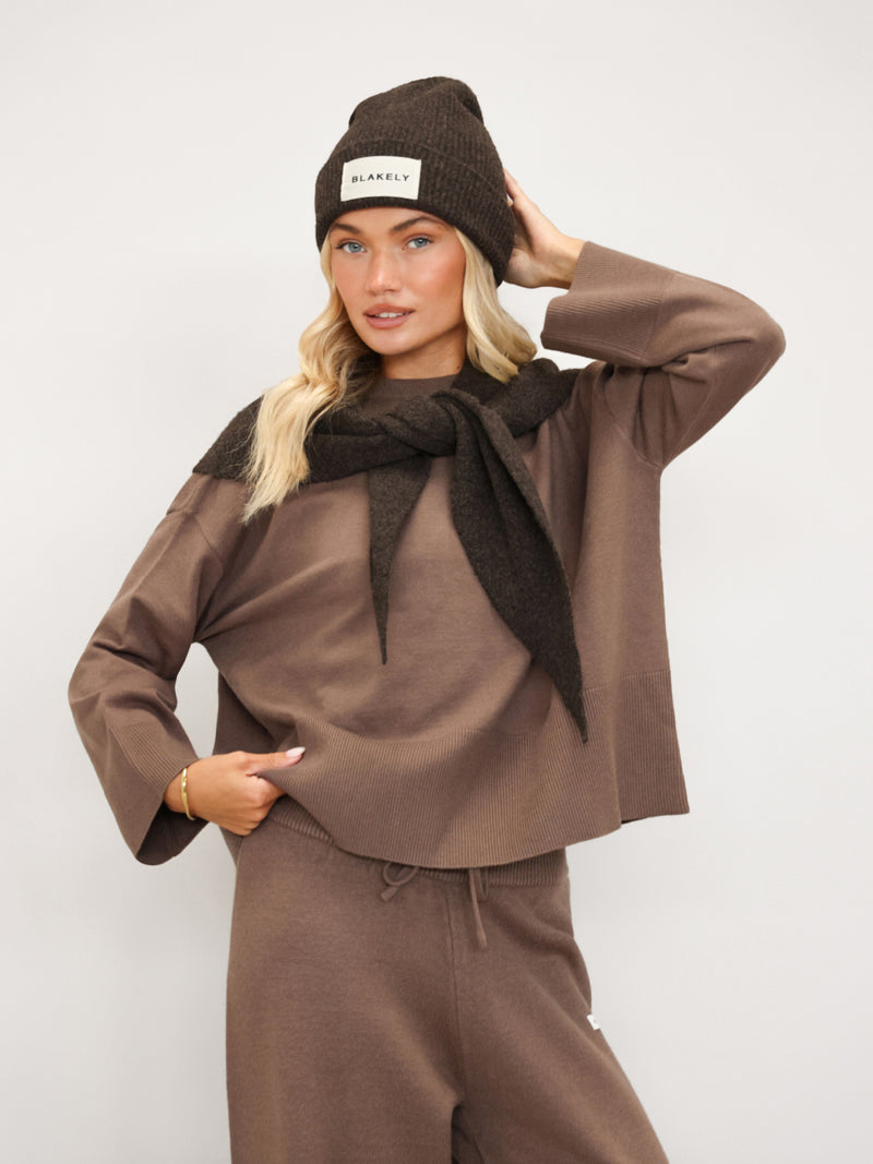 Layla Oversized Knitted Jumper - Rich Taupe